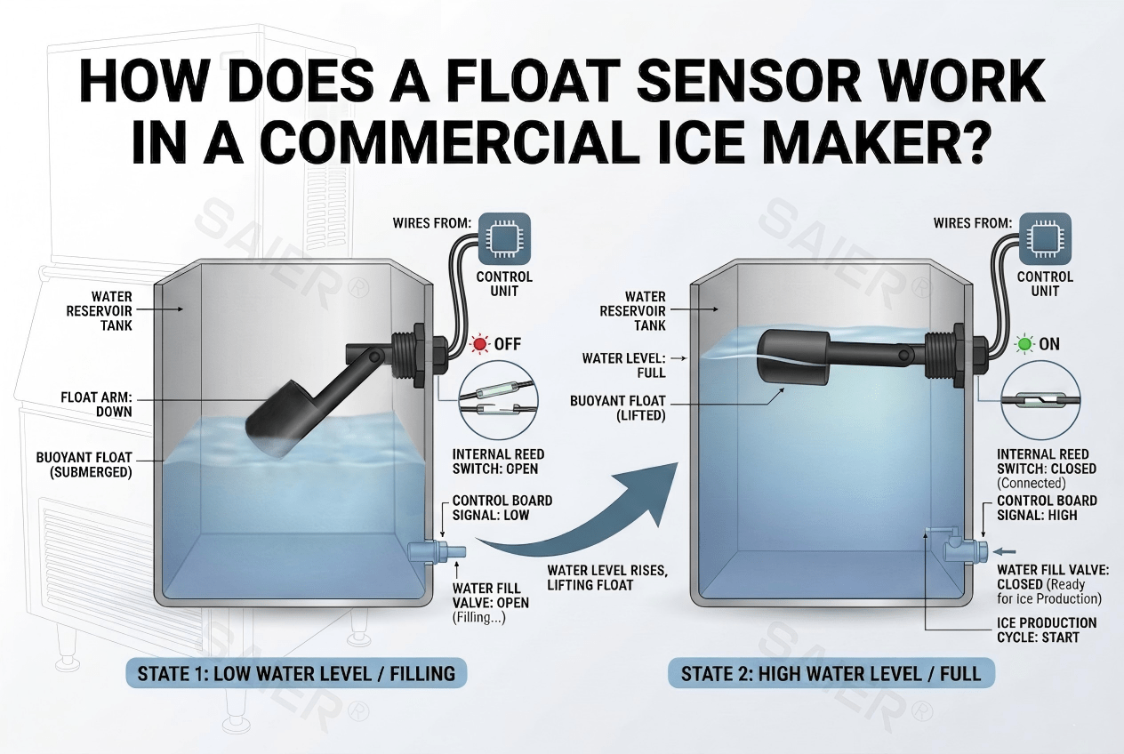 how does a float sensor work in ice maker